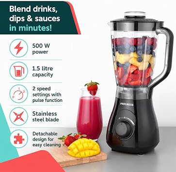 Progress Jug Blender 1.5L, 500W, 2 Speed With Pulse