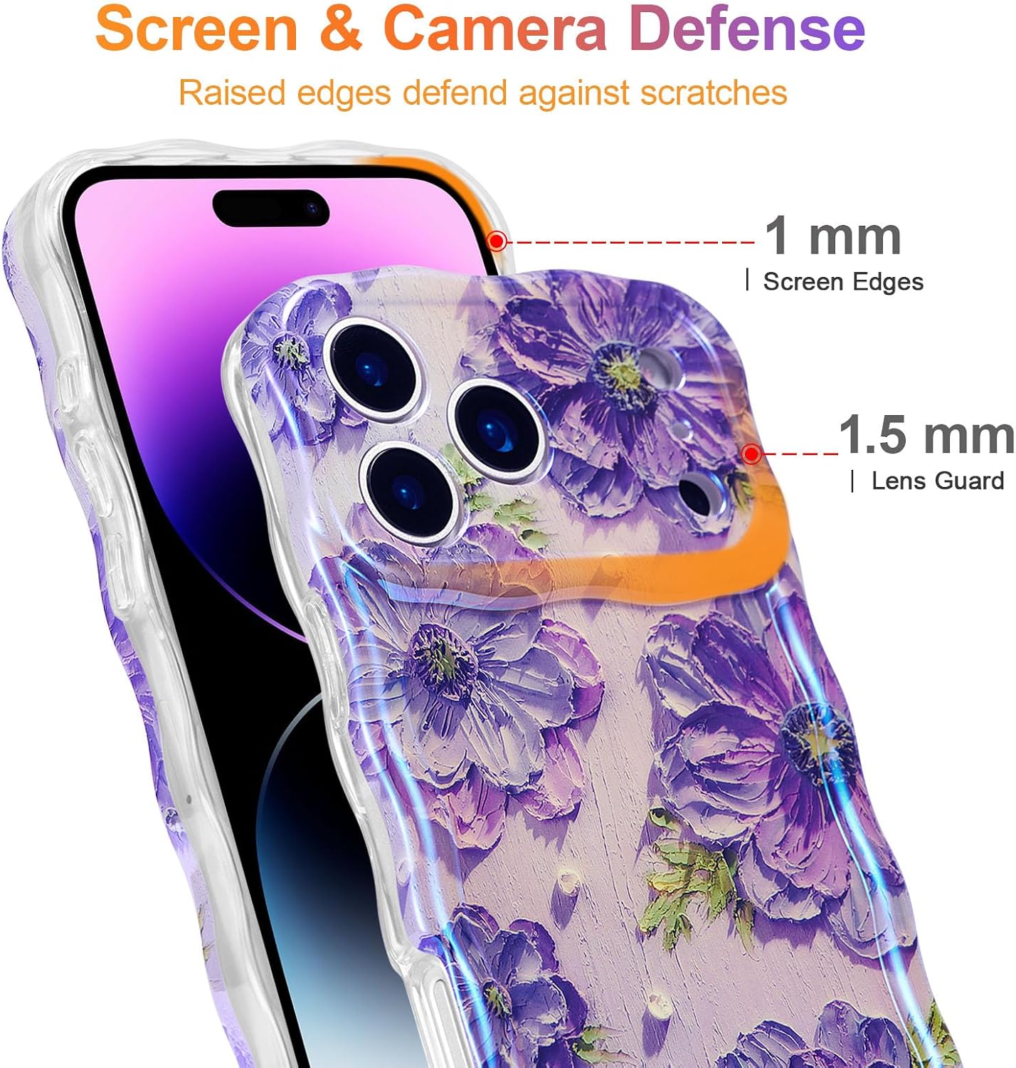 EYZUTAK Case for iPhone 17 Pro Max, Colorful Oil Painting Flower, Purple image 4