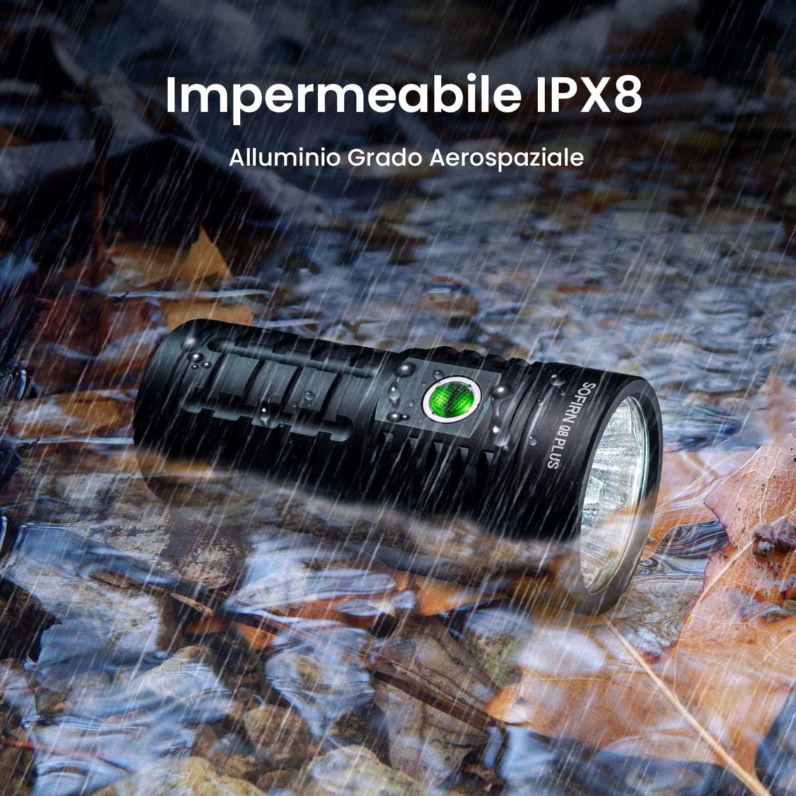 Sofirn Q8 Plus, torcia a LED, super luminosa, 16000 lumen, potente torcia ricaricabili, torcia USB C, 6 LED estremamente luminosi per campeggio, escursionismo