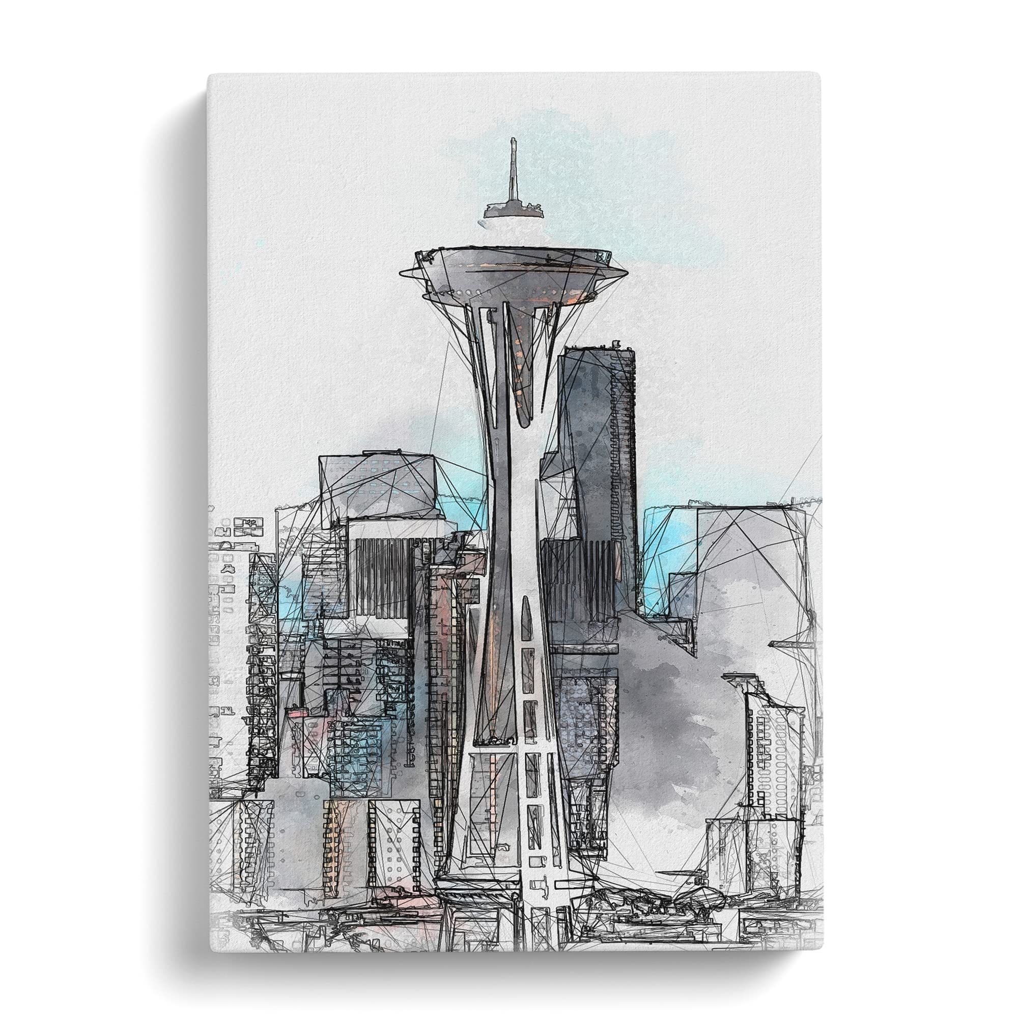 Space Needle In Seattle Washington Canvas Print, Mixed, 25L x 50W cm - Image 2