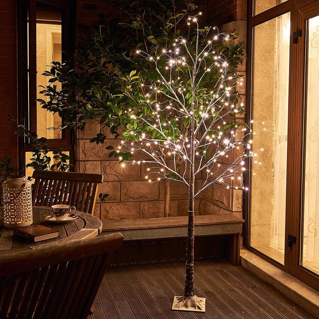Vanthylit 6FT 288LT Snow Tree with Fairy Lights Warm White for Christmas Party Wedding Holiday Decor