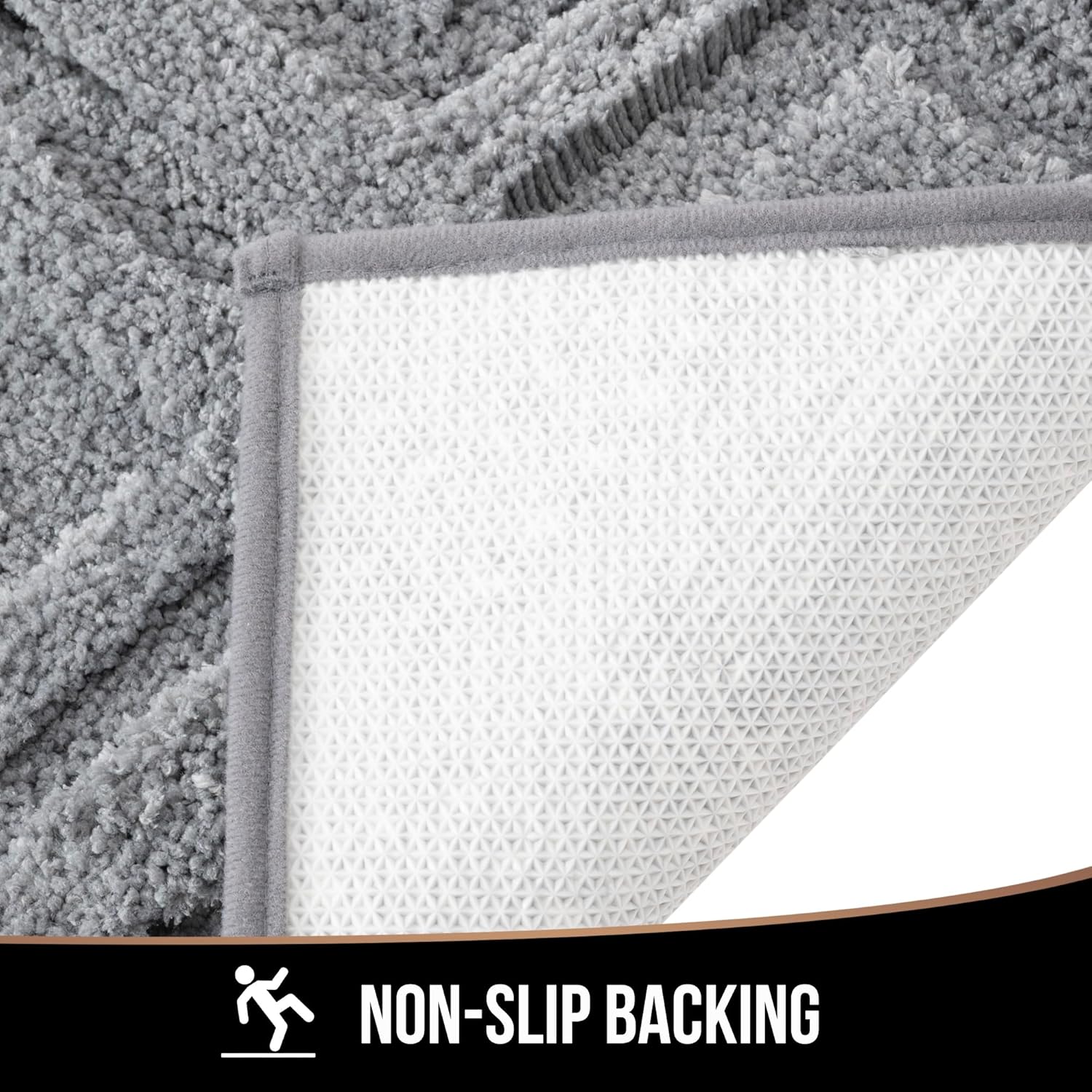 Bath Mat & Bathroom-Rugs 43x24, Ultra Soft Machine Washable Microfiber Bath Mat, Absorbent Quick Dry Non Slip Rug for Bathroom Floor, Tub and Shower, Grey