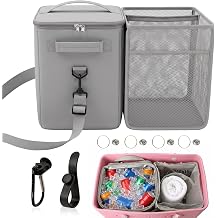 2-in-1 Detachable Cooler Organizer Insert for Large Beach Totes, 18 Cans Leakproof Insulated Pouch and Mesh Divider Storage Bag, Fits 19" Large Rubber Tote Bags, 2 Bonus Hooks