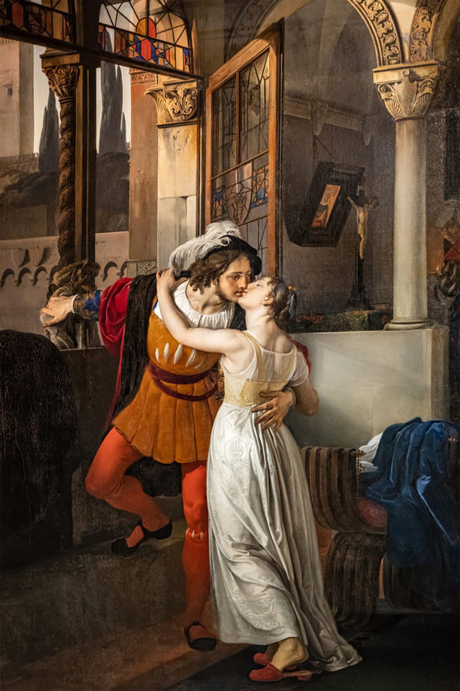 SERENDIPITP Vintage Picture Print on Canvas Wall Art Poster Romeo's Last Kiss to Juliet by Francesco Hayez Artwork Print Poster for Wall Decor 60x90cm