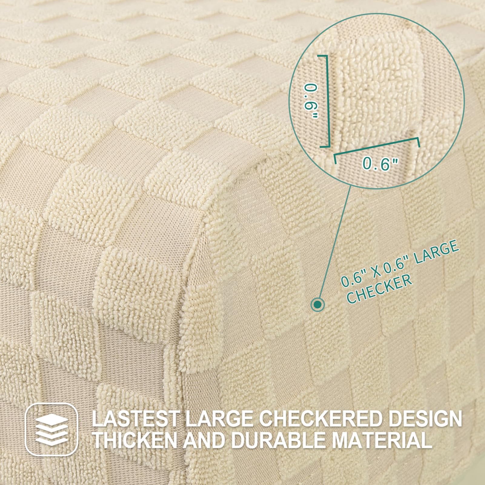 Generisch Sessel überzug Stretch | Jacquard Ruhesessel Bezug | Sesselbezug mit Taschen (Hellbeige,3 Sitzer)