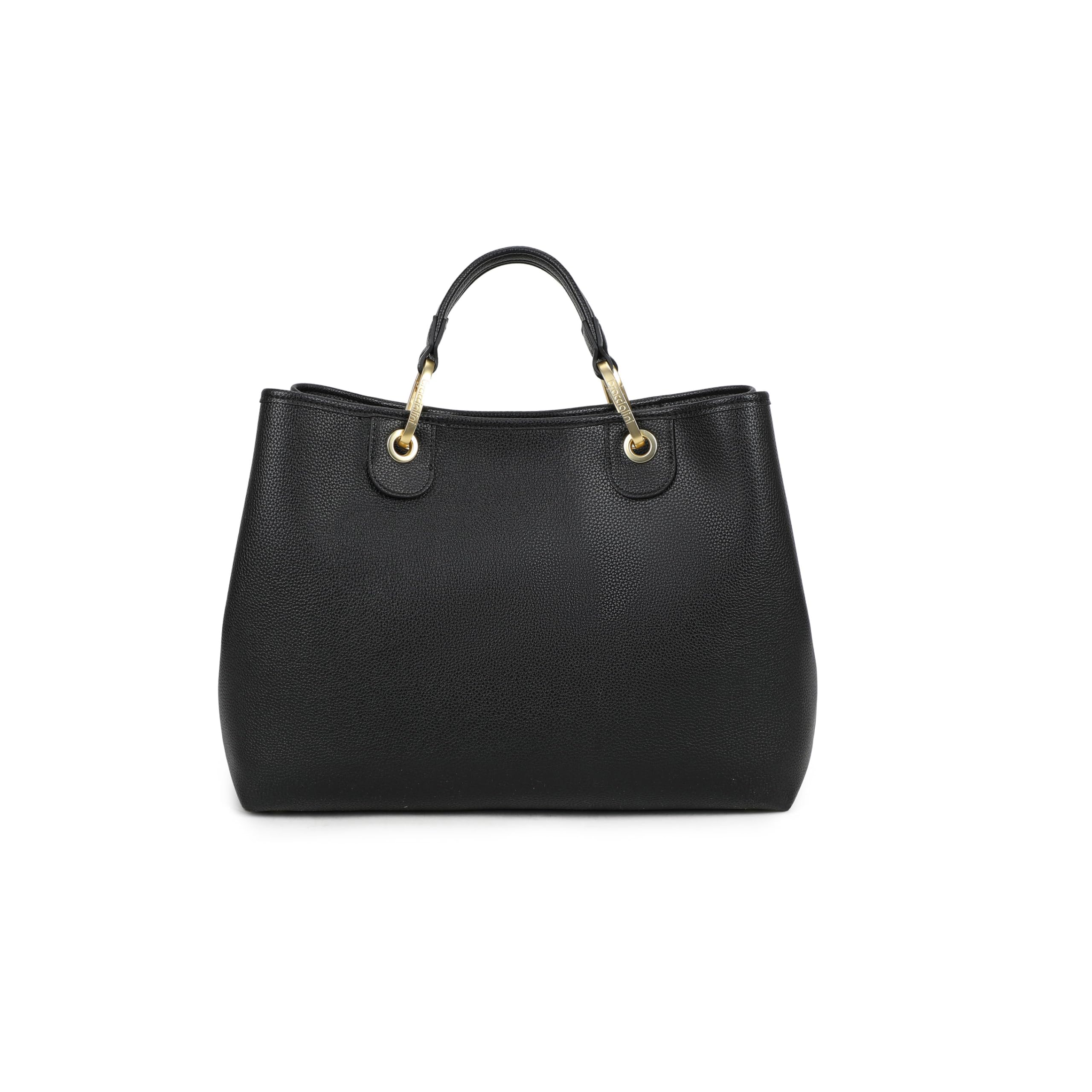 Braccialini Beth - Bolso de mano grande de piel sintética con asas dobles y correa de hombro ajustable extraíble con logo, doble portabilidad para uso diario