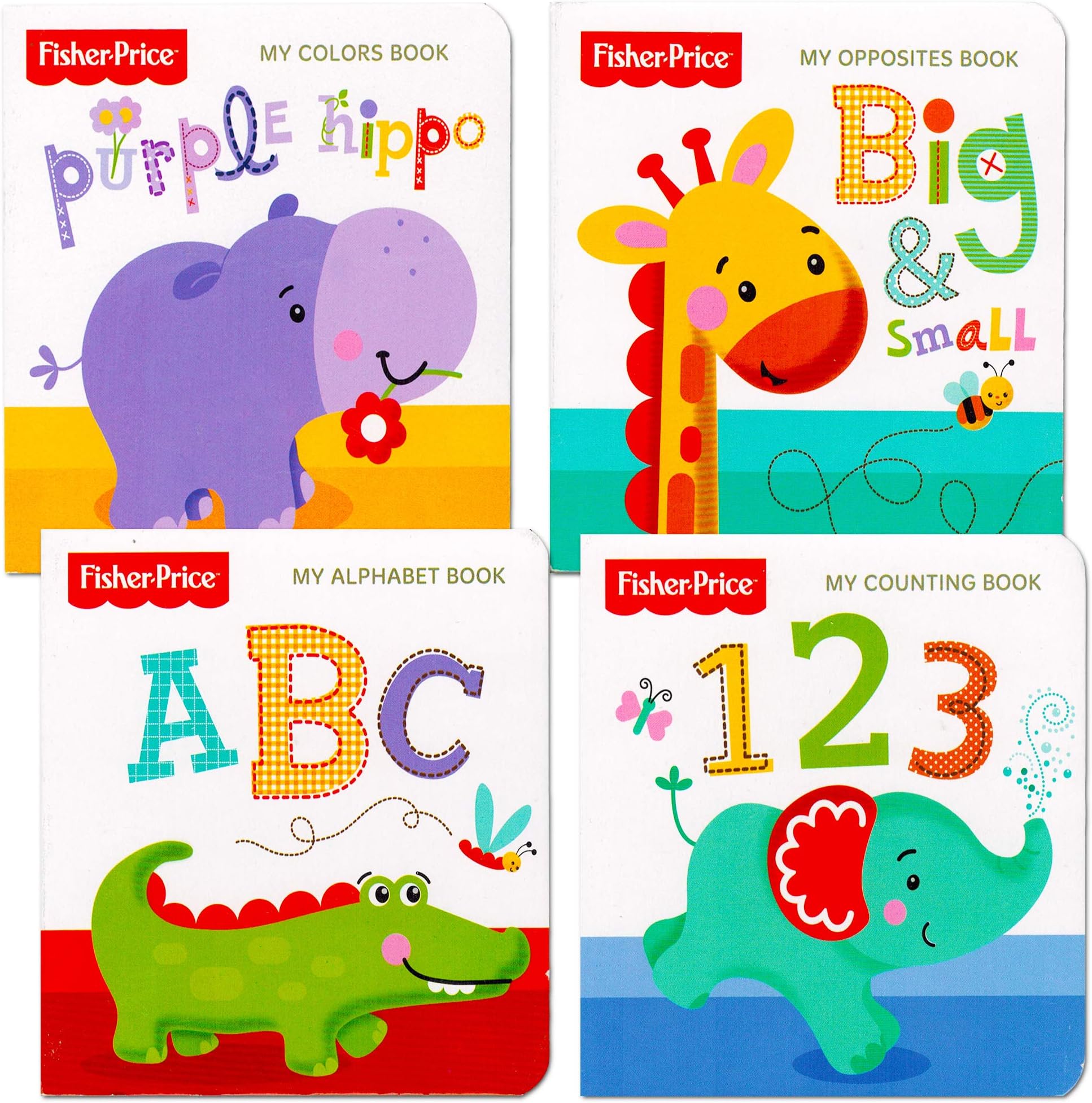 Fisher-Price "My First Books Set of 4 Baby Toddler Board Books (ABC Book, Colors Book, Numbers Book, Opposites Book)