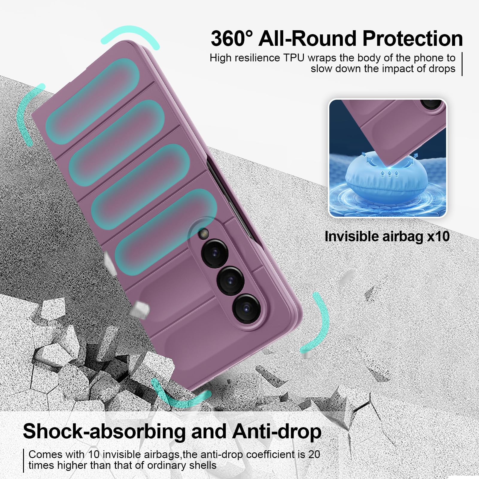 Case for Samsung Galaxy Z Fold 4, Hard PC Slim Fit Bumper Case, Anti-Scratch Shockproof Protective Phone Cover, Purple — view 2