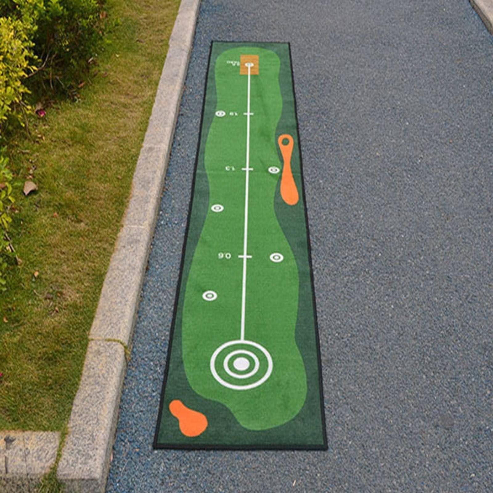 Alfombra de Entrenamiento de Golf Tapete de Putt Estera de Práctica Green Interior Exterior con Marcaciones de Distancia Fibra Poliamida