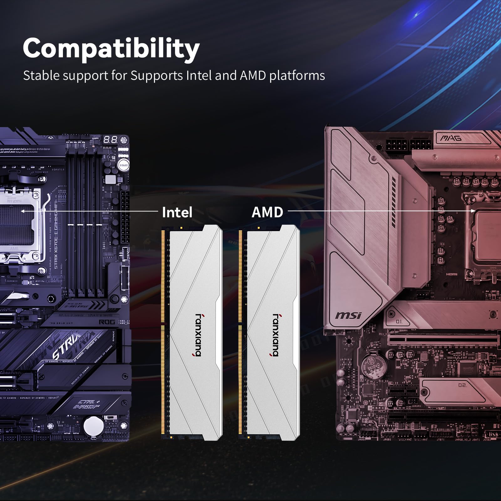 fanxiang DDR4 RAM 16 GB (2 x 8 GB) 3200 MHz, CL16 1,35 V AMD i Intel XMP 2.0 | 288-pin UDIMM, pamięć operacyjna na biurku, bez ECC, srebrny