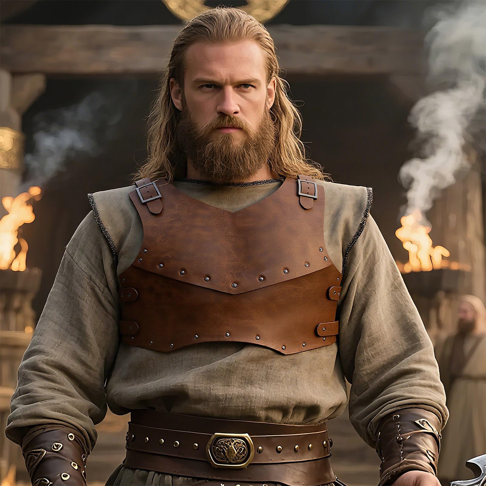 Vikinges Warriour - Armatura toracica in pelle PU, corazza medievale rinascimentale per travestimenti da cavalieri e travestimenti da donna