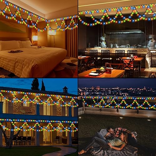 Miniatura 7 de MZD8391 380 luces LED de Navidad para exteriores e interiores, luces de carámbano de Navidad impermeables, conexión de extremo a extremo, tira de