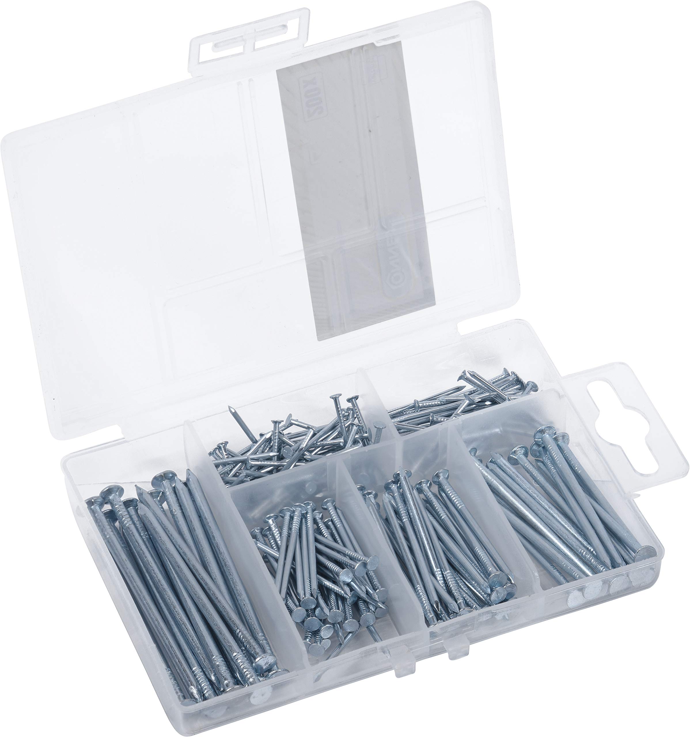 Connex DP8500101 Nail Assortment 200 Pieces – Various Sizes – Recessed – Pre-Sorted in Practical Plastic Box – Suitable for Home, Hobby & Workshop/Assortment Box/Assortment Box