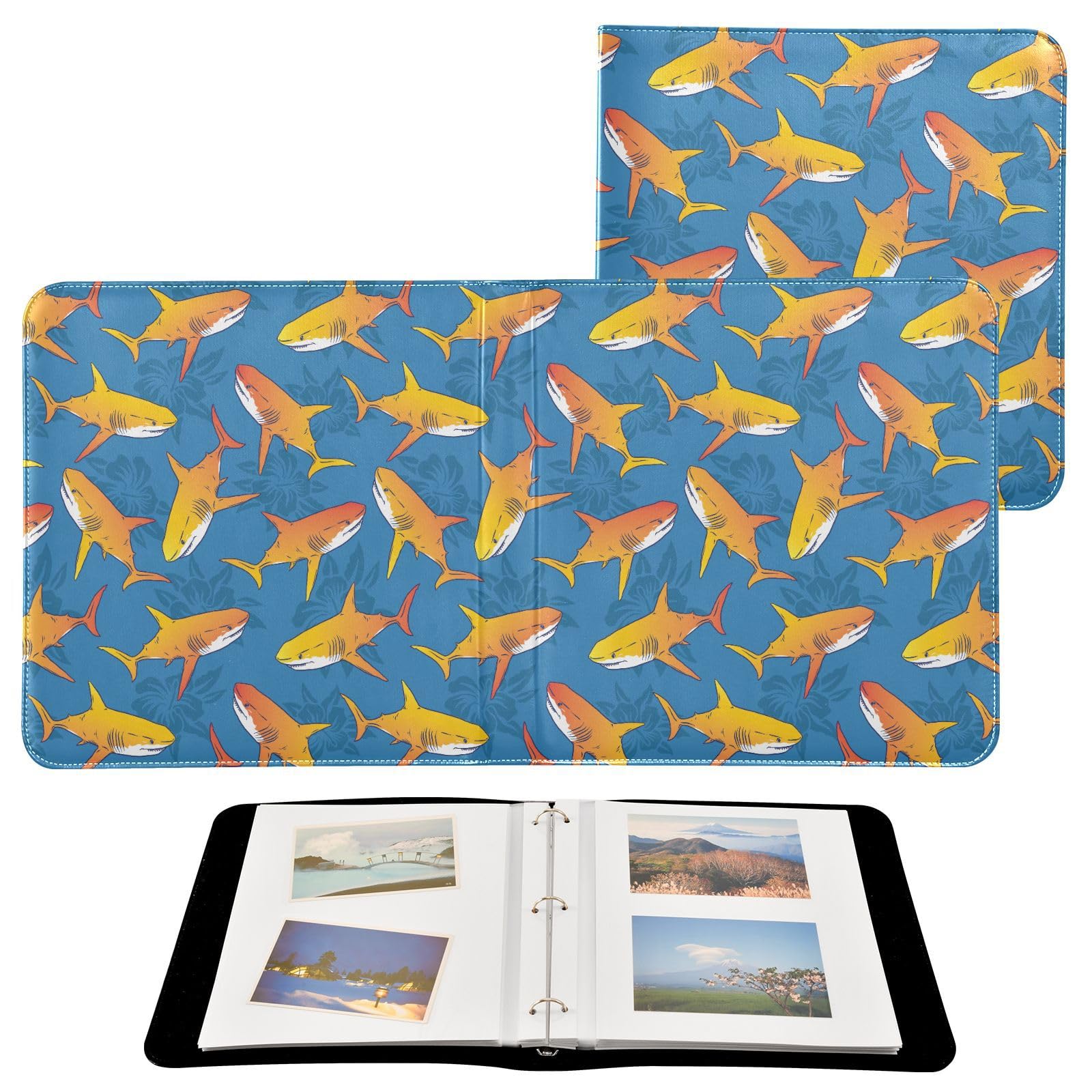 JIPONI Shutter Stock Large Photo Album, DIY Leather Cover Scrapbook Albums for 4x6 5x7 6x8 Pictures, Self Adhesive Memory Book for Wedding, Baby, Family