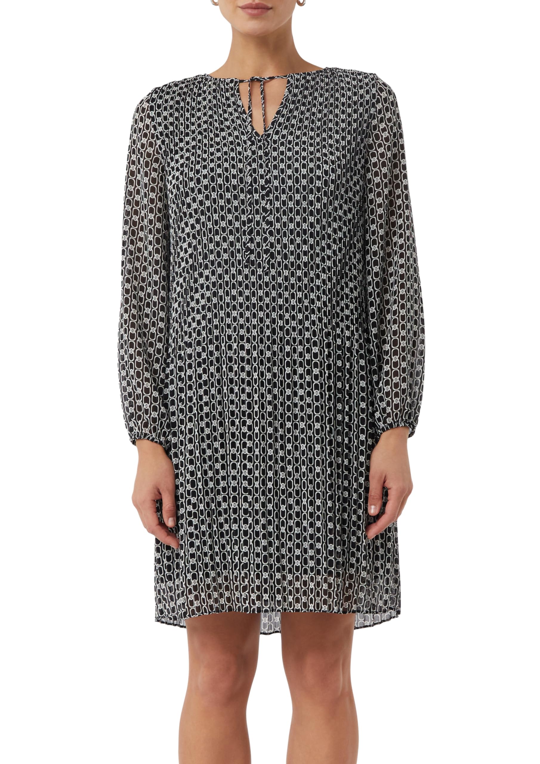 Comma Plissiertes Chiffonkleid mit All-Over-Print