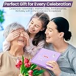 DazSpirit Scrapbook Photo Album, 6-inch Personalized Photo Book, DIY Memory Album With 5 Album Stickers, Square Hardcover Scrapbook for Wedding, Babies and Anniversaries, Purple, 20 Sheets