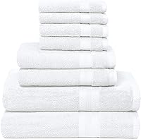 Vista 15 de BOUTIQUO Juego de toallas de 8 piezas 100% algodón hilado en anillo, 2 toallas de baño de 27 x 54 pulgadas, 2 toallas de mano de 16 x 28 pulgadas