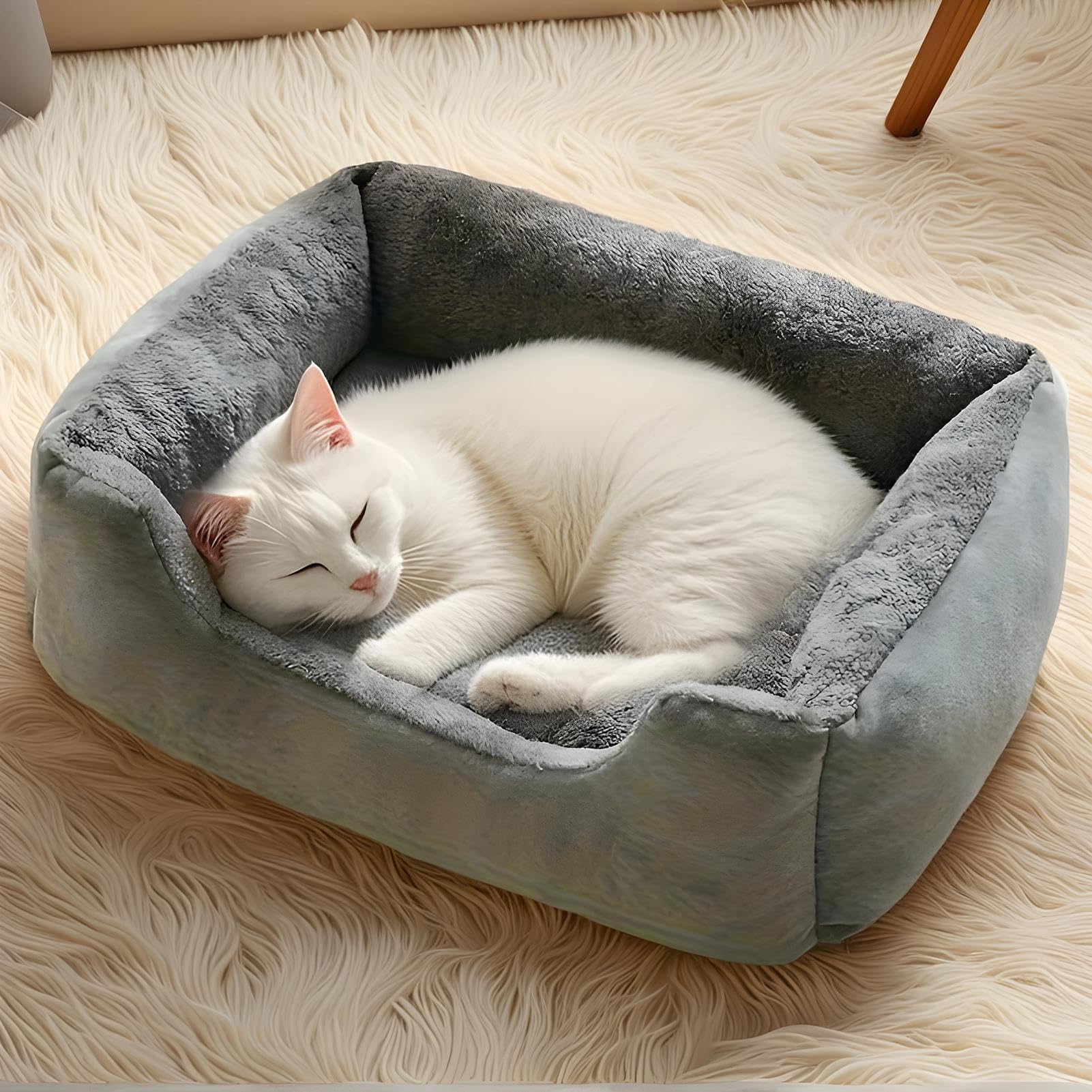 Generico Cuccia per Cani Cuscino per Cuccioli e con Base Anti-Scivolo | Avvolgente in Peluche per Sonno Caldo per Animali Domestici da Interno Esterno per Soggiorno Balcone Gabbia Terrazzo
