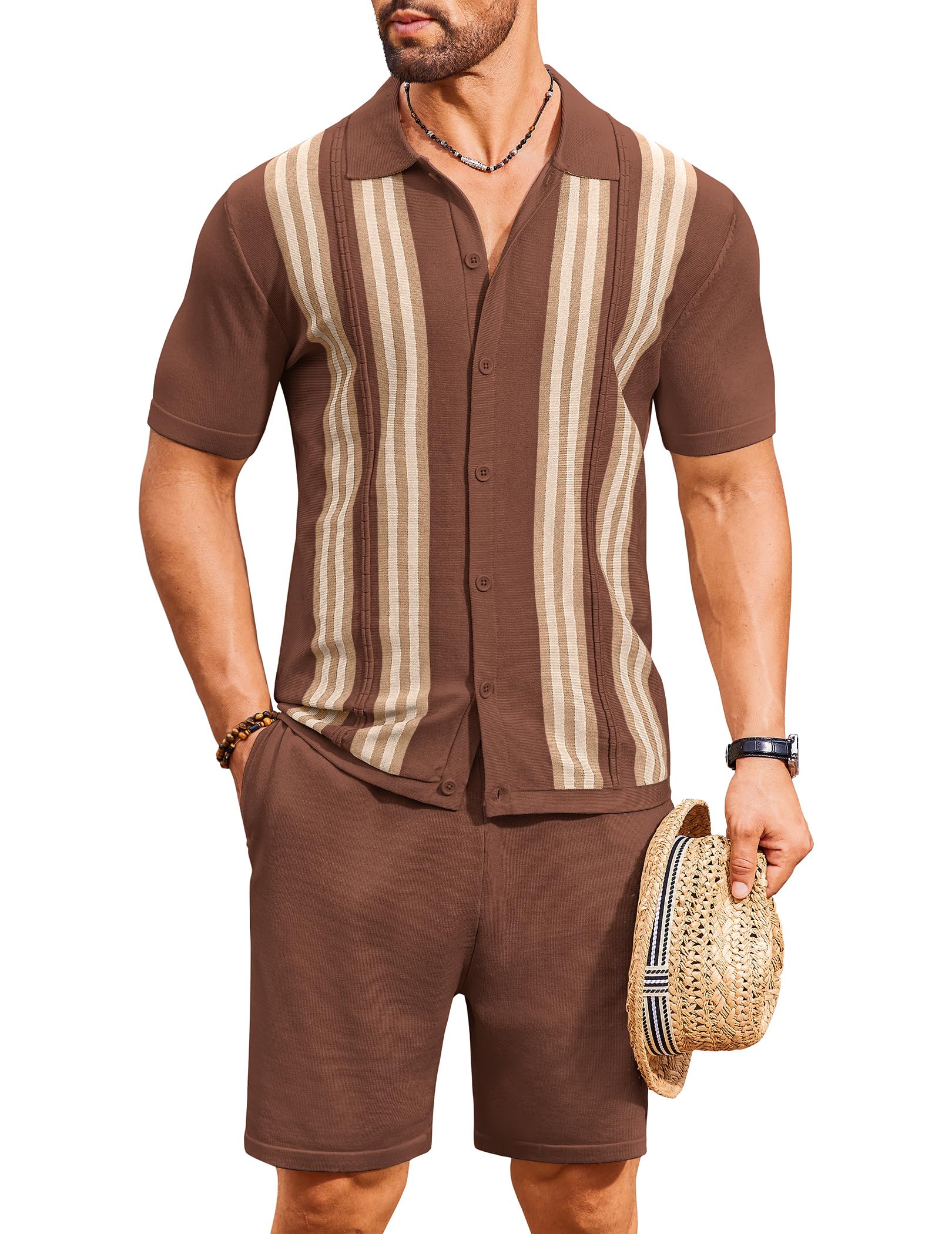 COOFANDY Herren Men's 2 Piece Outfits Sets Retro (2er Pack)