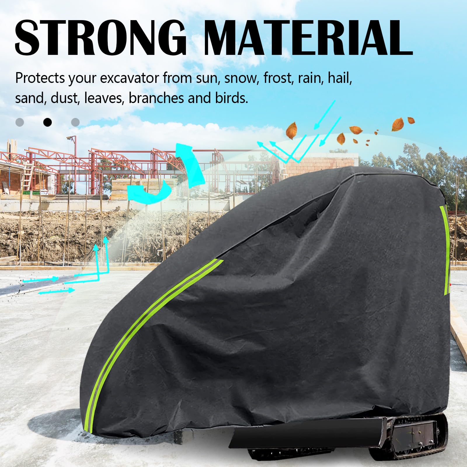 Cubierta de Excavadora, Cubierta 420D para Miniexcavadora 800-1600 kg, Lona Impermeable Y Transpirable para Excavadora, Cubierta de Miniexcavadora contra La Lluvia, La Nieve, El Viento