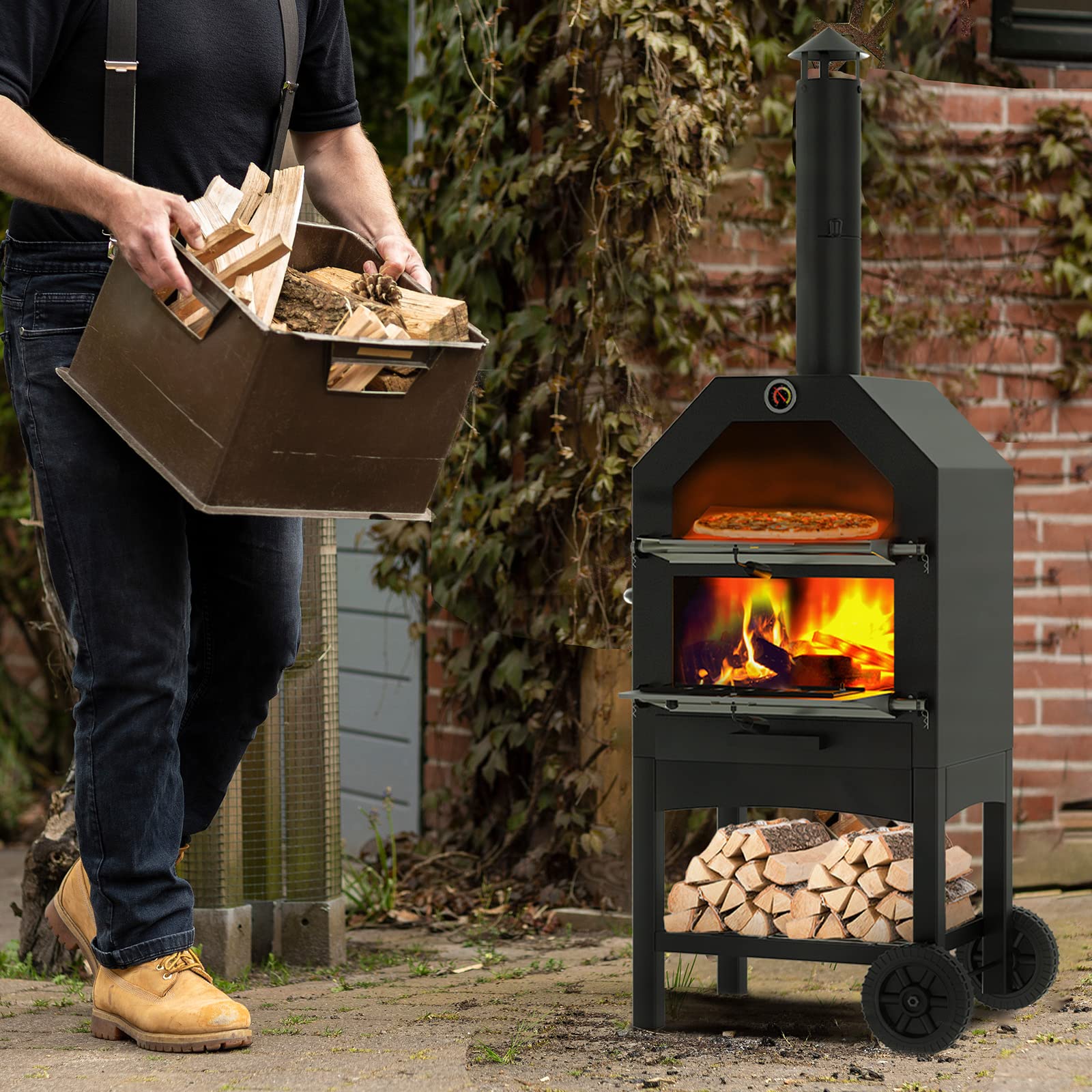 Buy UDPATIO Outdoor Pizza Oven Wood Fired, Wood Pizza Ovens for Outside with Waterproof Cover