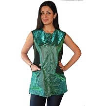 Ladybird Line 700 Sparkling Color Block Waterproof Vest, Hair and Bleach Resistant, Covered Zipper Front, 2 Pockets, and Tie Belt in Back, Ideal for Hair Stylists and Pet Groomers - L