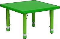 Vista 1 de Flash Furniture Wren - Mesa cuadrada de plástico verde de 24 pulgadas con altura ajustable