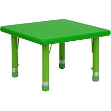 Flash Furniture Wren 24 Square Green Plastic Height Adjustable Activity Table