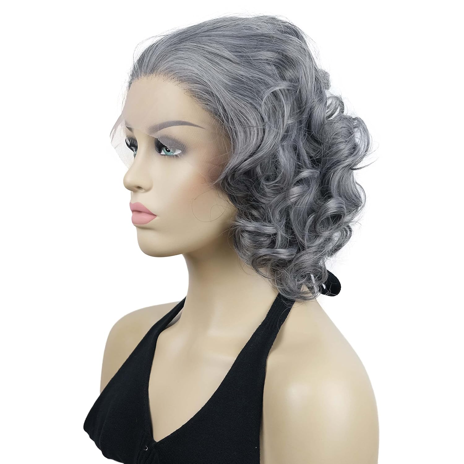 Lydell 10" Lace Front Wigs Gray Curly Women Wigs Natural Heat Resistant Synthetic Wig