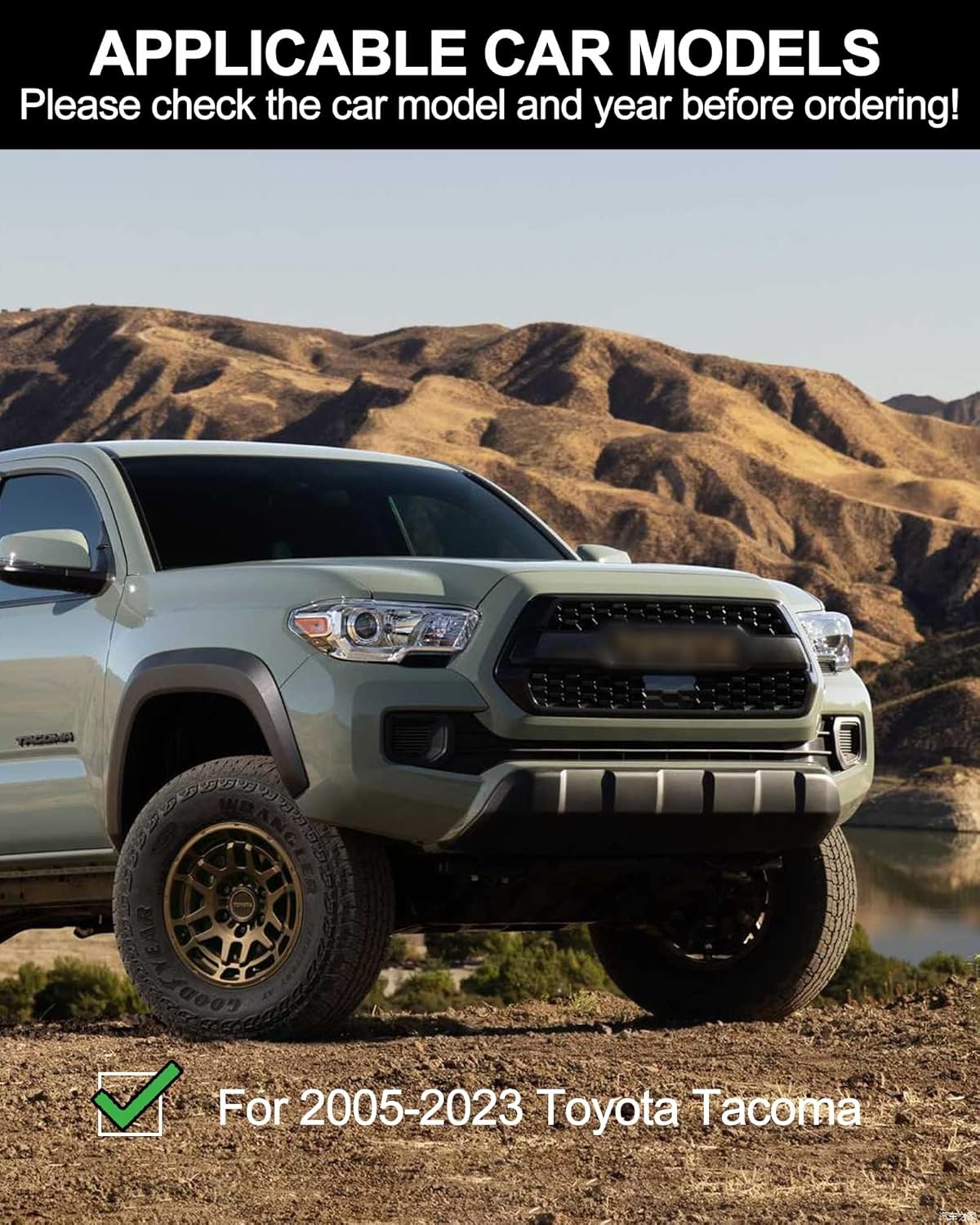 Running Boards 6.3 Inches Compatible with 2005-2023 Toyota Tacoma Double Cab(2 Full-Size Doors,2 3/4-Size Doors) Aluminum Side Steps Nerf Bars