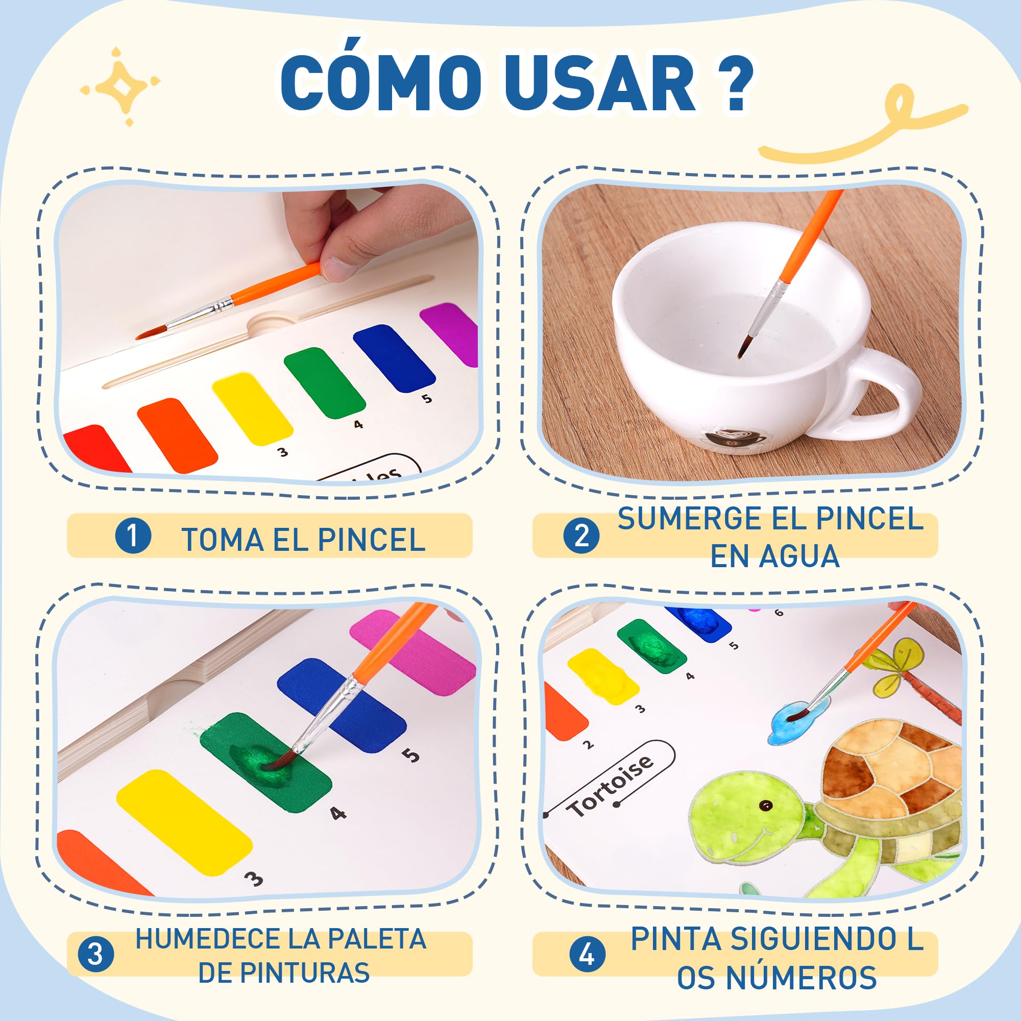 YPLUS Pintura con Libros de Agua para Niños Pequeños，Papel de Acuarela para Edades de 1 a 4 años，Regalo de Arte Artesanal con Pincel e Ilustraciones de Animales Incluidas