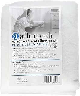 Allertech VentGuard Electrostatic Filtration Kit - 16" x 60" Roll - Air Vent Filter Guard - Electrostatically Charged Dust Control - HVAC Intake Registers & Grilles Cover - Hook & Loop Strip