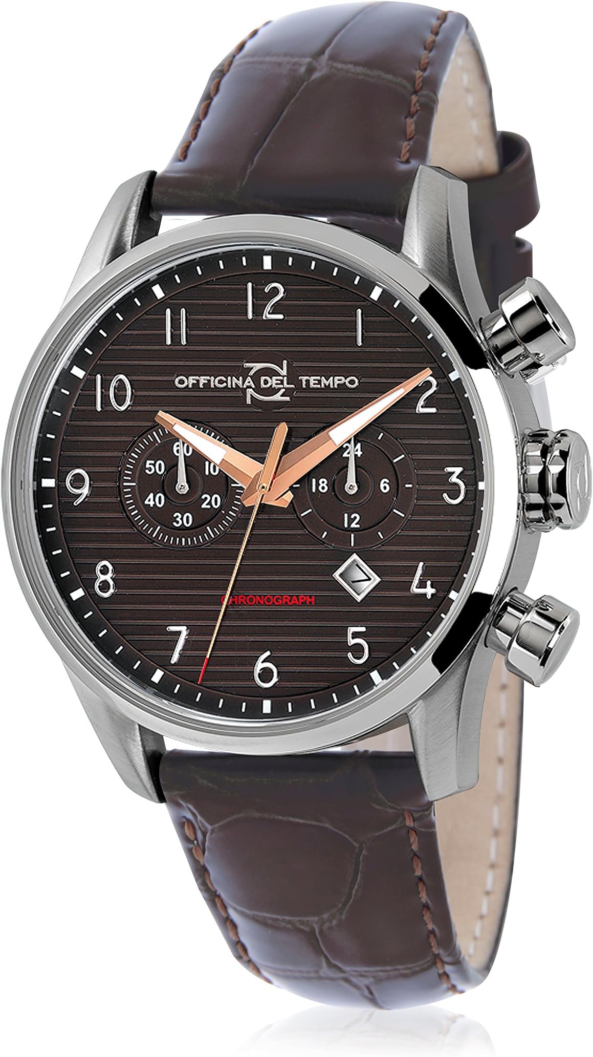 Officina del Tempo Watch Analogue Display and Strap OT1033-110MGP_Marrone