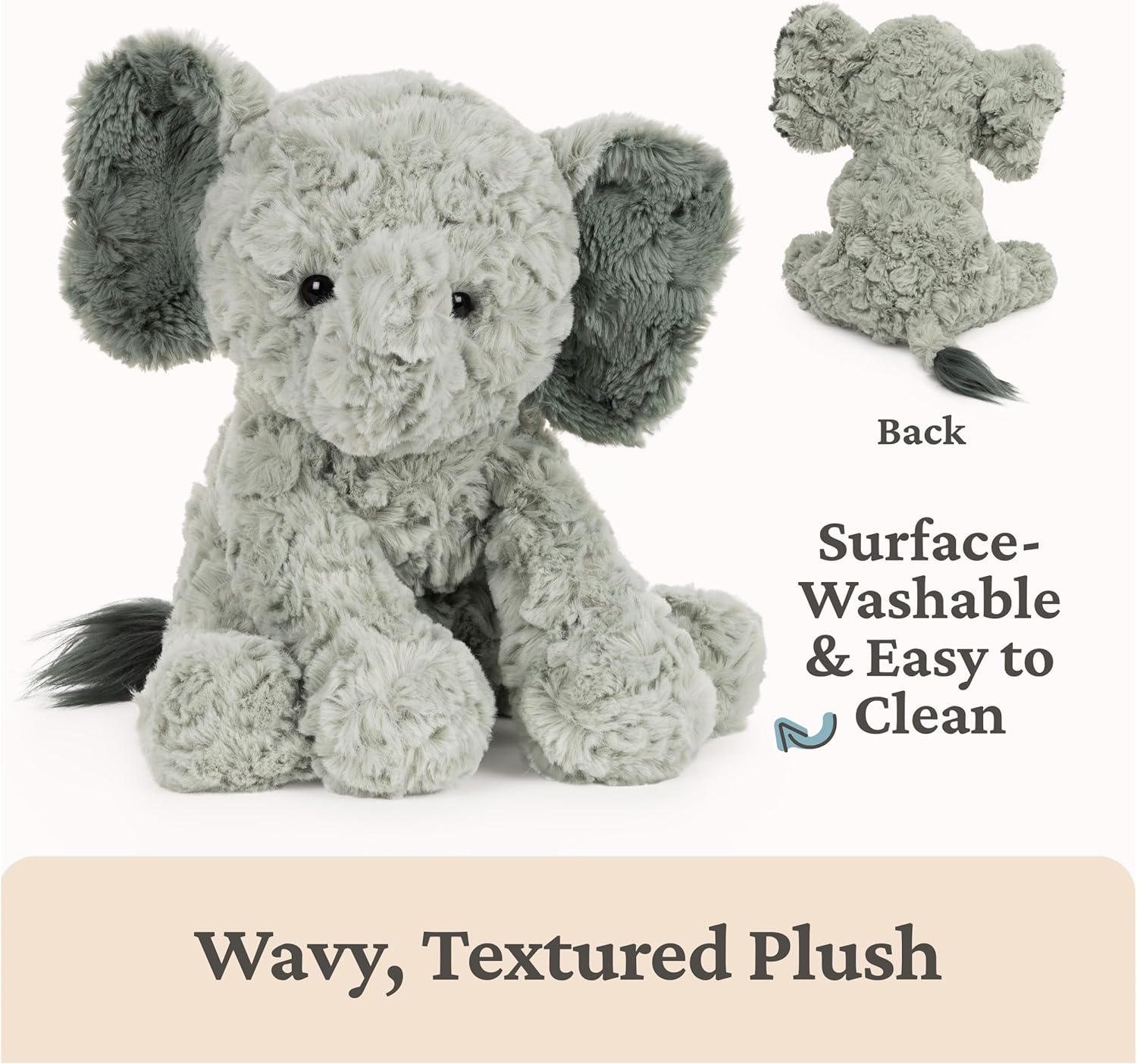 GUND Cozys Collection Elephant Plush, Elephant Stuffed Animals for Ages 0 and Up, Gray, 10"