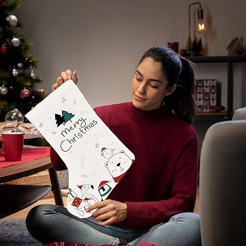 Miniatura 5 de Calcetines de Navidad rosas de 16 pulgadas, medias de Navidad Let It Snow, calcetines de Navidad, decoración de calcetines de Navidad, decoraciones