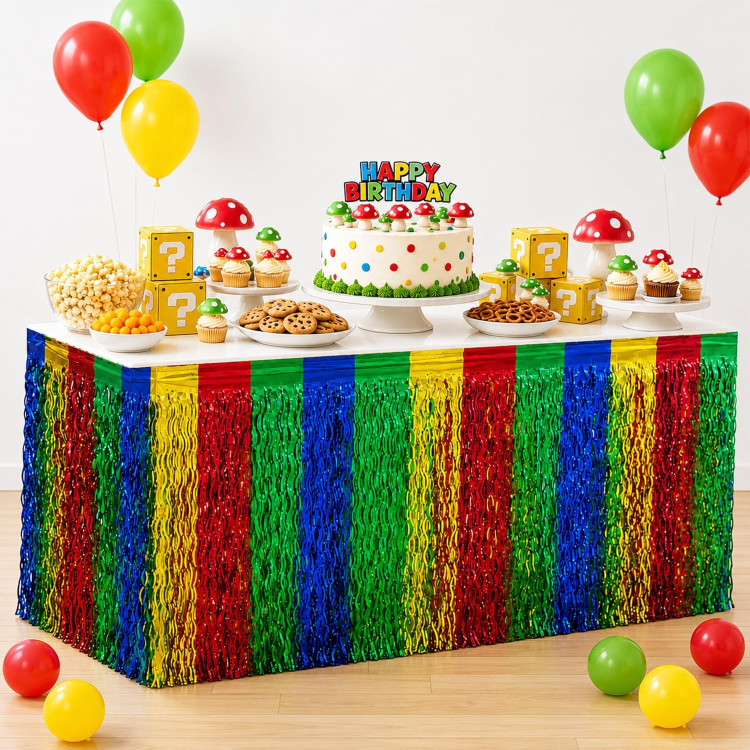 Video Game Bros Table Skirts Birthday Party Decorations, 2 Pack