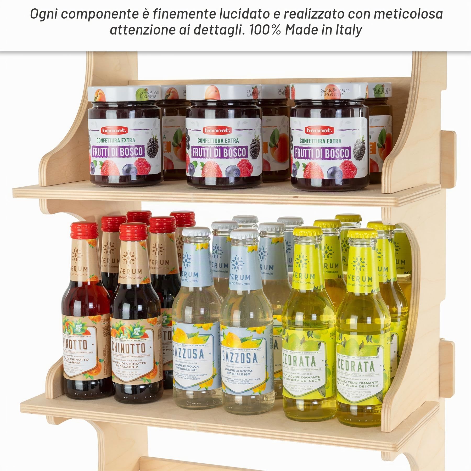 Espositore in Legno, da Terra, per Negozi e Boutique, 5 Ripiani, Naturale e Sostenibile, H. 157 cm