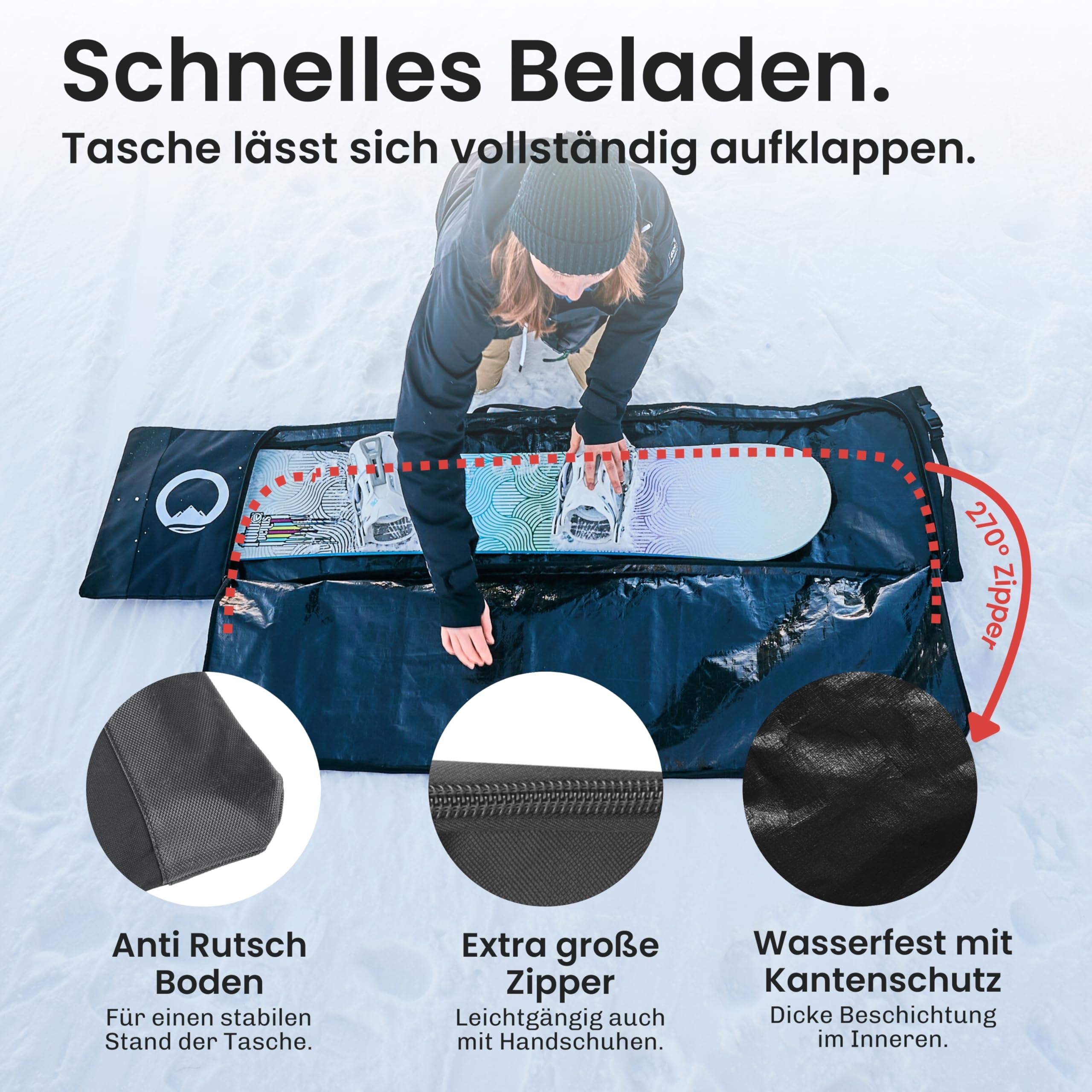 Otaro Snowboardtasche | längenverstellbare 140–180cm Snowboard Tasche | Snowboard Bag wasserfest & gepolstert | Auch als Wakeboard Tasche, Skitasche, Skitasche für 2 Paar (60.000 begeisterte Kunden)
