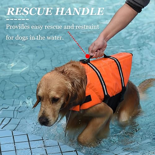 Miniatura 2 de Dogcheer Chaleco salvavidas Ripstop para perro, chaleco salvavidas reflectante y ajustable para mascotas, chaleco flotante PFD, chaleco flotante