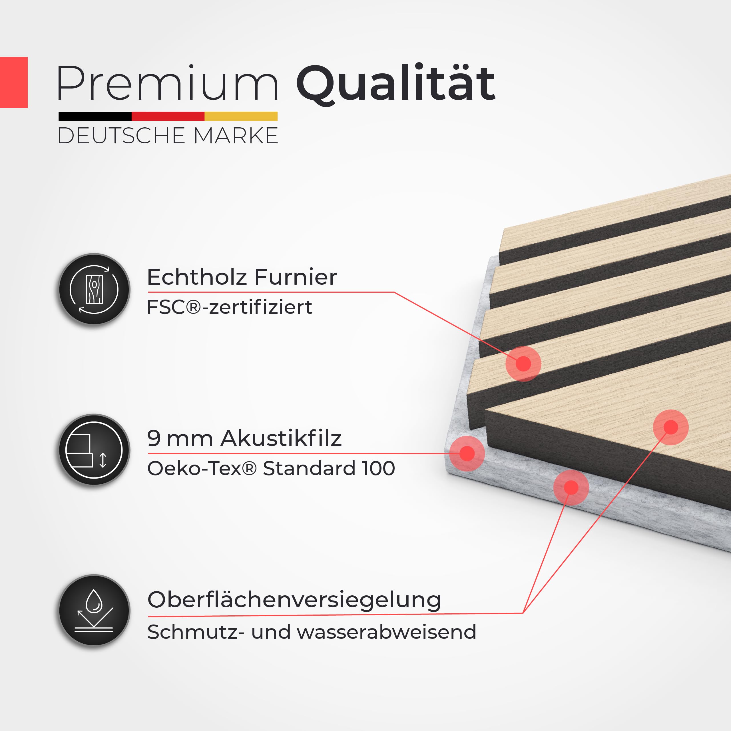 Akustikpaneele Holz - selbstklebend - Echtholz & Akustikfilz
