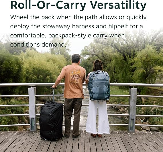 Osprey Farpoint Fairview 65L Wheeled Travel Pack - Rolling Backpack Travel Bag - Luggage with Wheels, Black