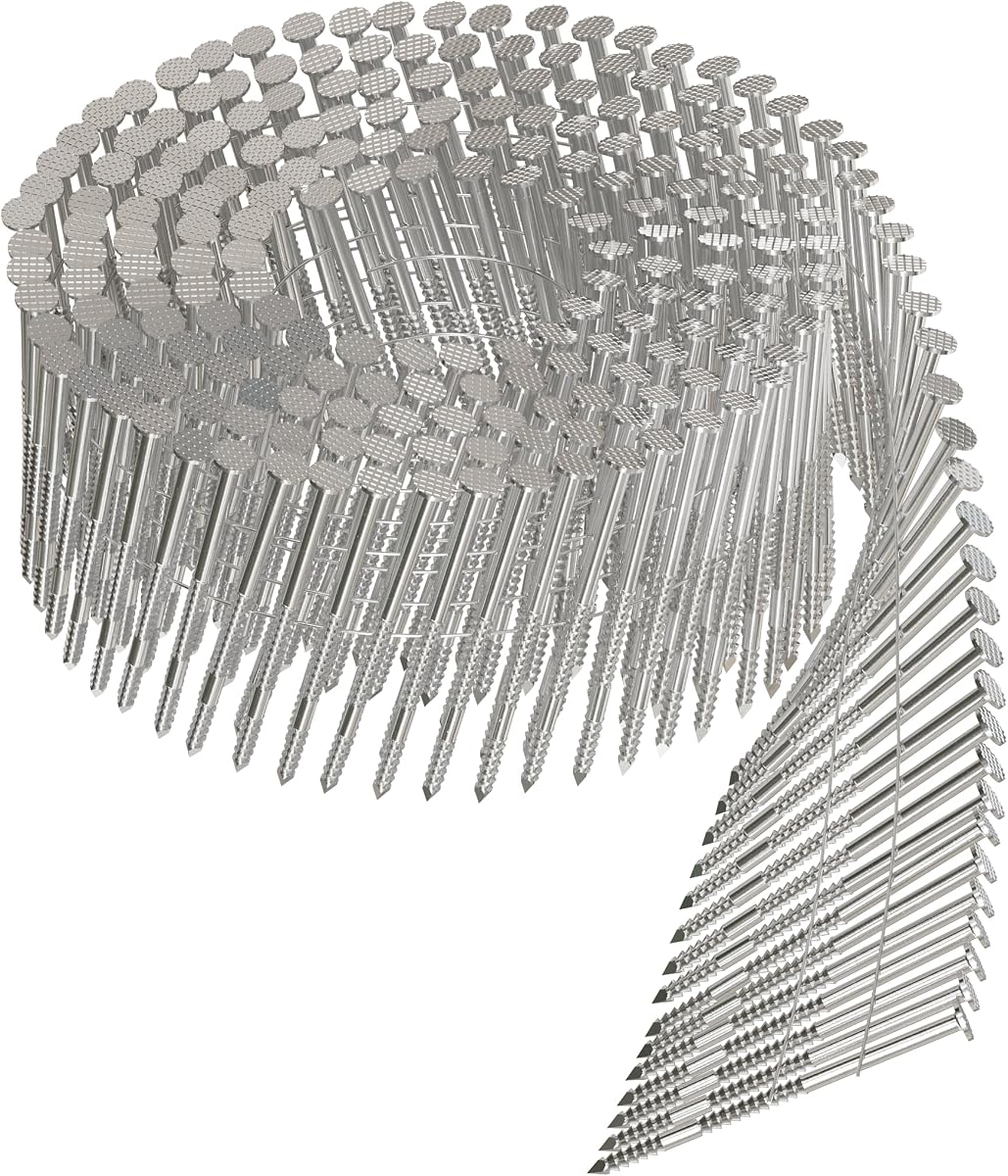 Simpson Strong-Tie S13A200SNBP 15° Wire Coil, Full Round Head, Ring-Shank Siding Nail — 2 in. Type 304 (1200-Qty)
