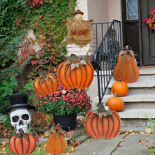 Miniatura 3 de Letreros de metal con estacas de calabaza, decoración de otoño, decoración decorativa de jardín, césped, calabazas, decoración de otoño al aire