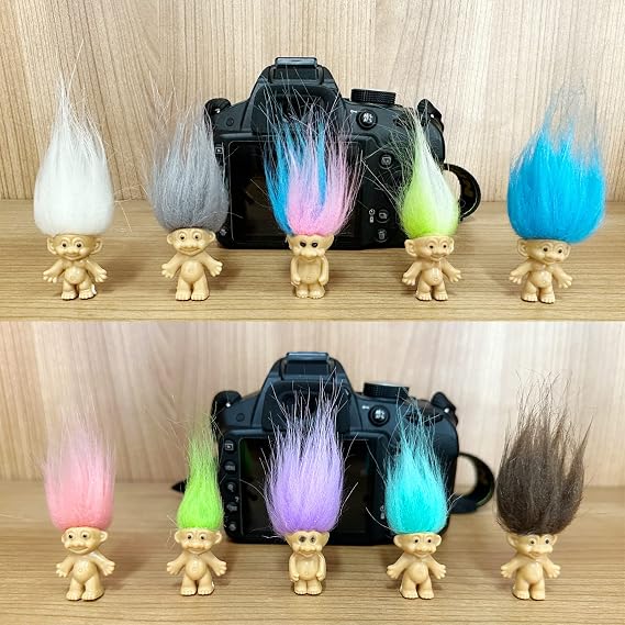 10Pack 1.2 Lucky Troll Dolls PVC Vintage Troll Doll Mini Action Figures | Cake Toppers Chromatic Adorable Cute Little Guys Collection, School Project, Arts Crafts, Party Favors
