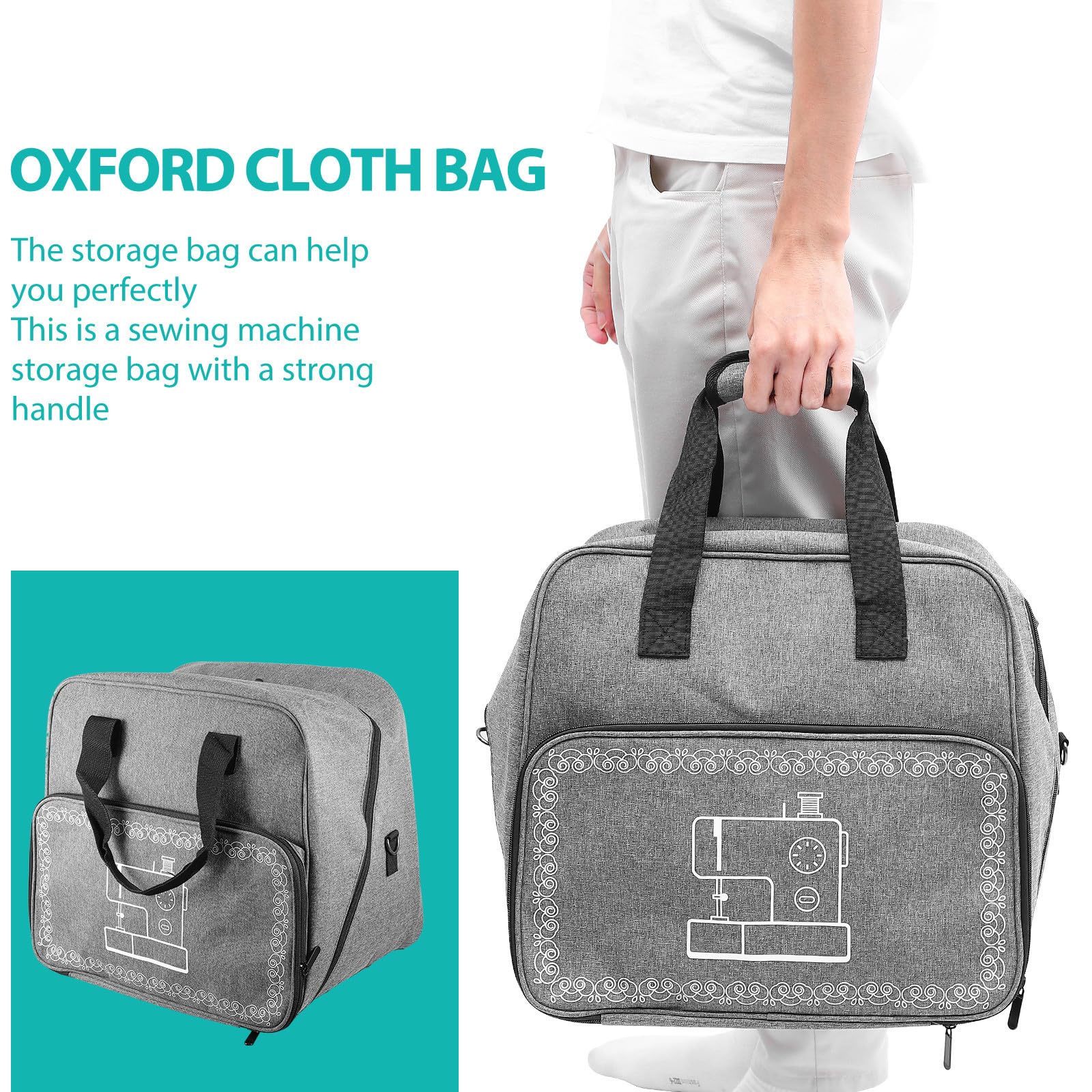 Borsa per Macchina da Cucire Portatile, Custodia da Viaggio | Tessuto Oxford 600d, Apertura Ampia e Struttura Leggera, Adatta per Trasporto All’aperto
