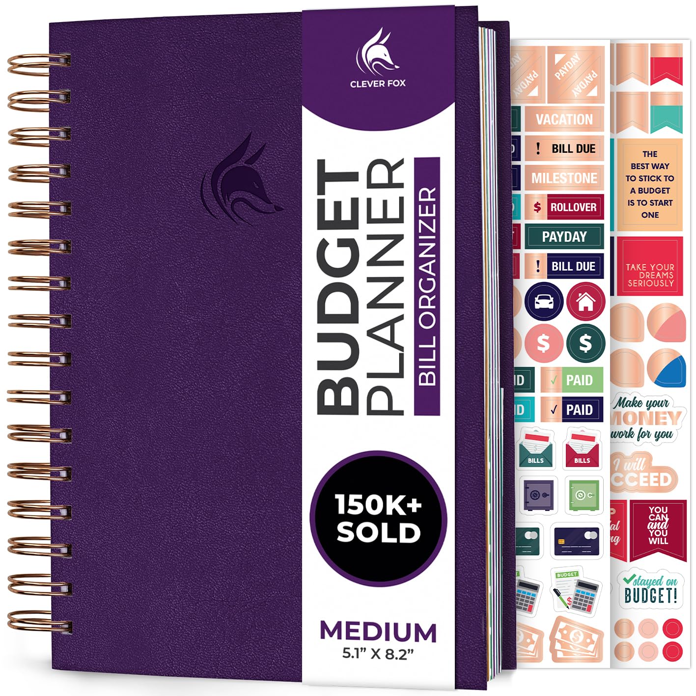 Clever Fox Budget Planner & Monthly Bill Organizer with Pockets. Expense Tracker Notebook, Budgeting Journal and Financial Planner Budget Book to Control Your Money. Medium Size – Purple