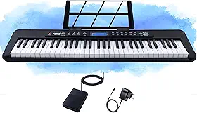 Teclado Musical Kobe KB-300 5/8 61 Teclas com Sensibilidade ao Toque com Pedal Sustain