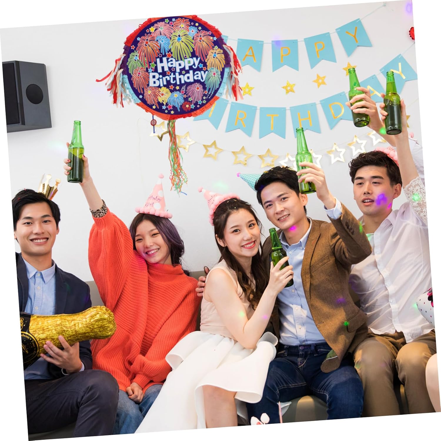 Wakauto Birthday Party Pinata Decorative Prop for Parties Round Design Reusable and for Fun Candy Game and Festive Celebration