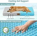 COZY KISS Large Cooling Orthopedic Dog Bed, Q-Max >0.5 Waterproof Egg Crate Foam Pet Bed with Removable Washable Cover, 91.4L x 68.6W x 7.6H cm, Silver Grey