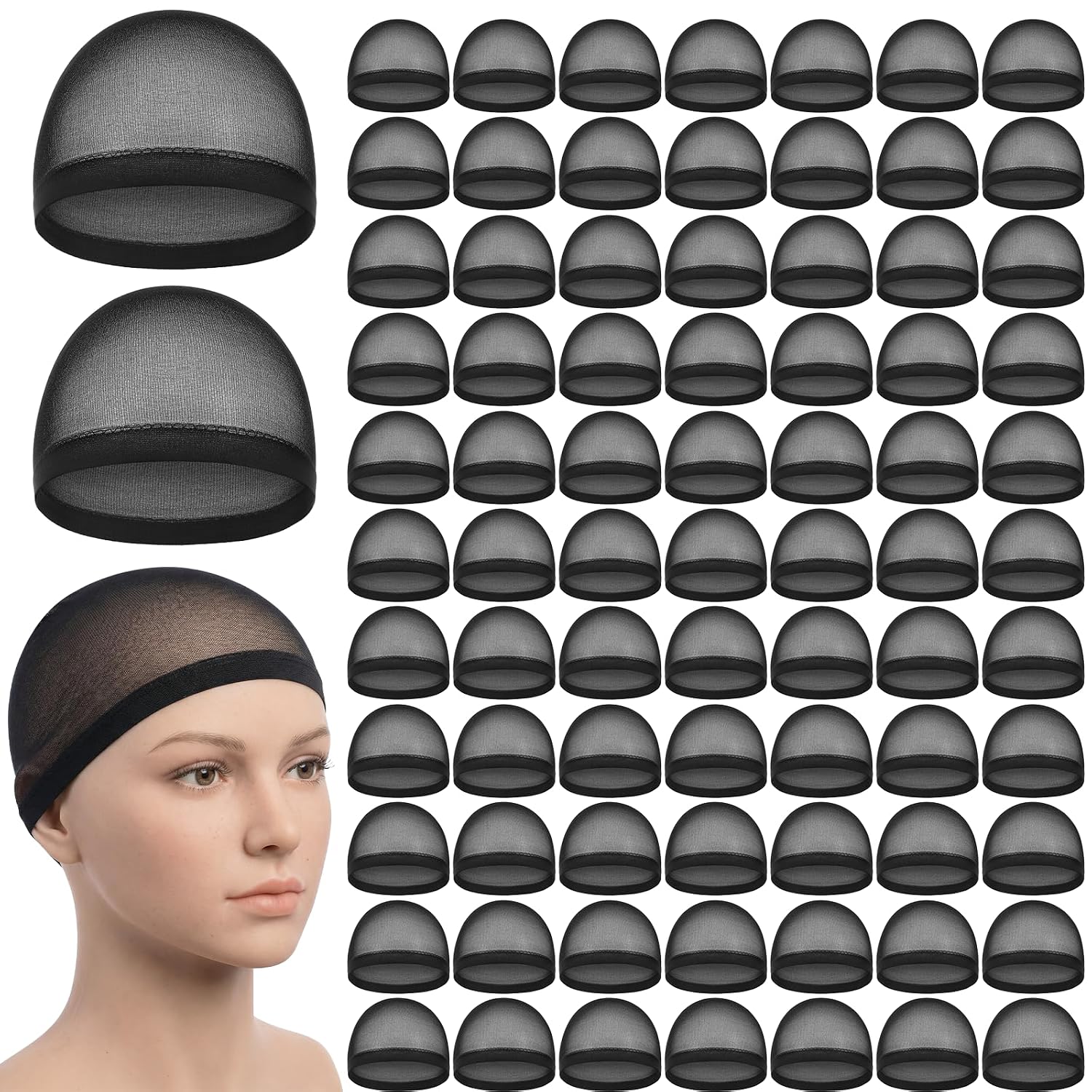200 Pcs Black Wig Caps Nylon Stocking Caps Bulk, Elastic Breathable Medium Thin Head Wig Accessories Secure Your Hair Lightweight for Women Men Halloween Hair Decorations Daily Use